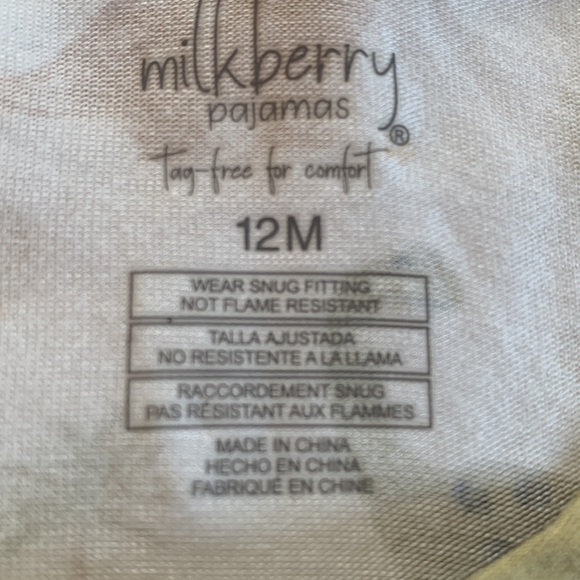 NWT Milkberry 12M Dinosaur Print 3pc. Pajama Set Green/Brown Bamboo PJs - Picture 6 of 8